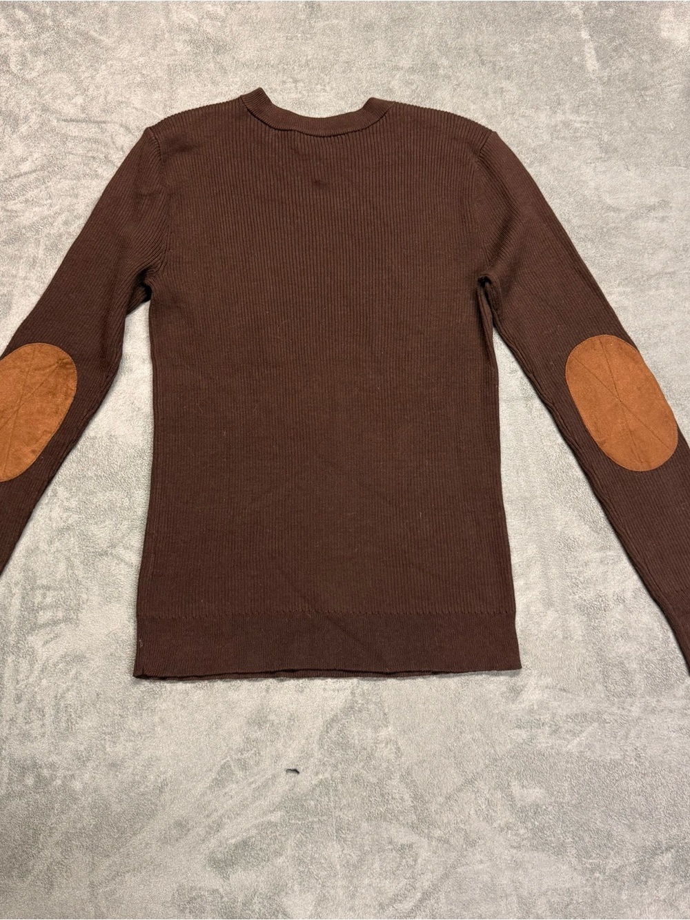 Ralph Lauren Brown Crewneck Sweater with Tan Elbow Patches - Picture 6 of 7